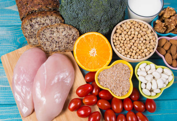 istock Nutritious ingredients and products containing vitamin B3 (PP, niacin) and other natural minerals, concept of healthy lifestyle and nutrition. 1166026378