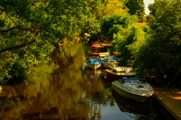 Central park and river in Lubeck city, Germany