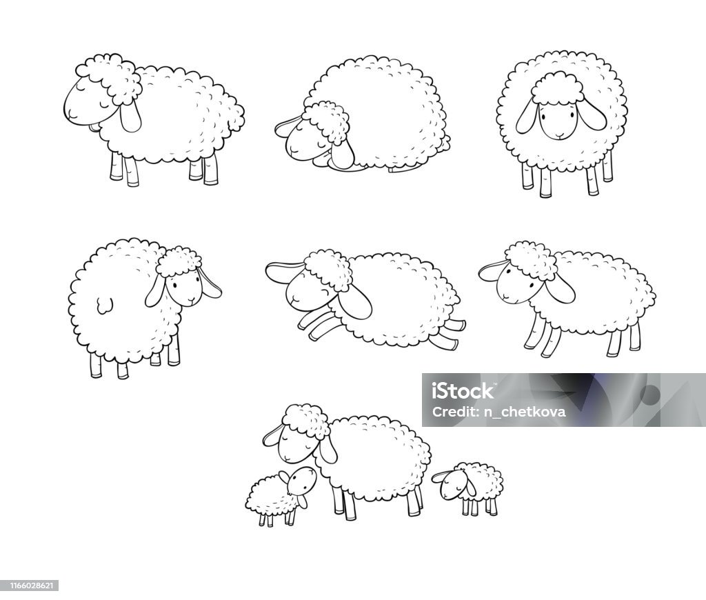Bộ Cừu Hoạt Hình Dễ Thương Động Vật Trang Trại Những Con Cừu Buồn Cười Chúc  Ngủ Ngon Những Giấc Mơ Ngọt Ngào Hình Minh Họa Sẵn Có - Tải Xuống Hình