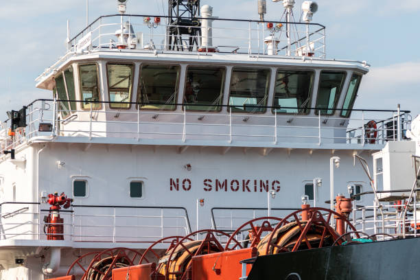 istock Ship bridge for navigation and control. Cargo ship waiting for a captain and crew. Vessel is ready to shove off and start new voyage. 1166030686