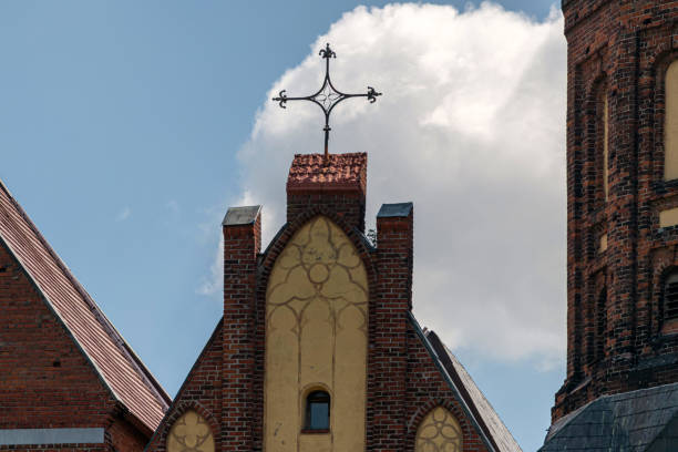 Architectural elements Konigsberg Cathedral. Brick Gothic-style monument in Kaliningrad, Russia. Immanuel Kant island.