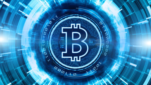 istock Bitcoin currency sign in digital cyberspace. Technology Network and Internet marketing, Money Exchange background concept 1166030769