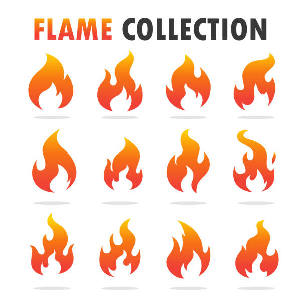 ilustrações, clipart, desenhos animados e ícones de logotipo da flama, ícone bonito da forma conceito da queimadura, alimento picante. - computer icon flame symbol black and white