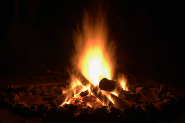 psychological therapy and night chats of campfire stock photo