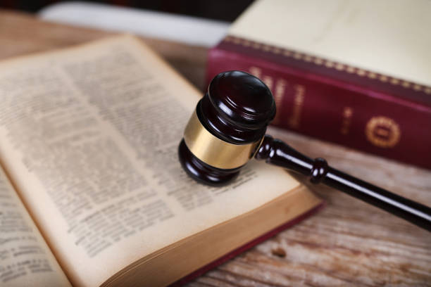 istock Law concept, sculpture and gavel 1166033154