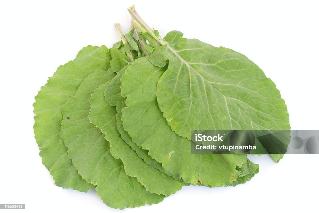 Collard Greens Fresh Collard Greens leaves on white background . Agriculture Stock Photo