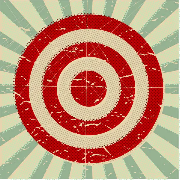 Vector illustration of Target with grunge halftone pattern