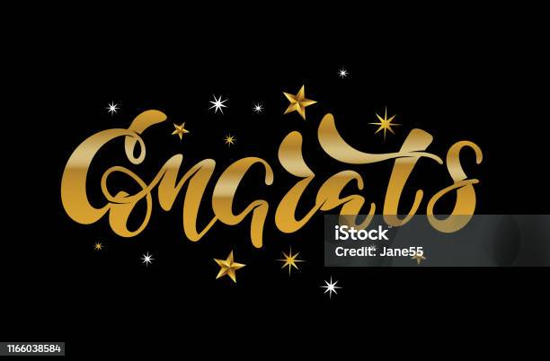 Hand Sketched Congrats Lettering Typography Drawn Art Sign Motivational Text For Logotype Badge