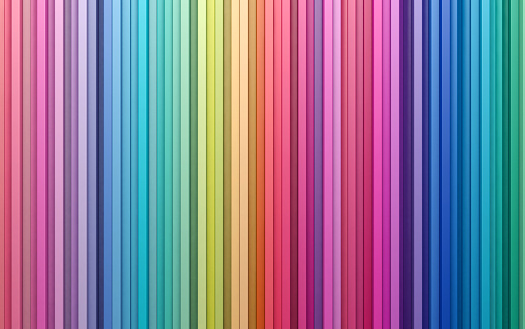 3D rendering abstract background colorful strips wall