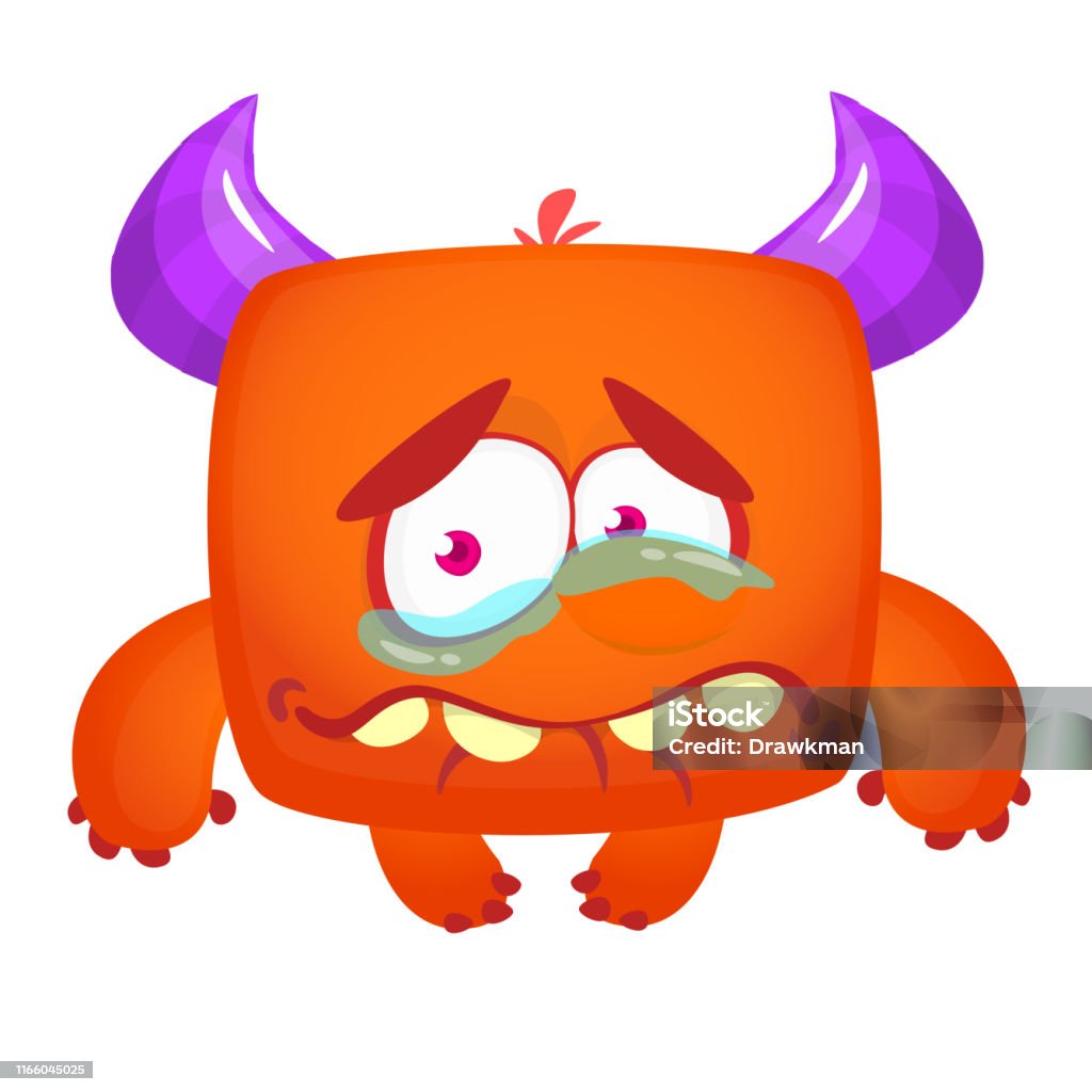 Funny And Sad Cartoon Monster Crying Stock Illustration - Download Image  Now - Alien, Art, Beauty - iStock