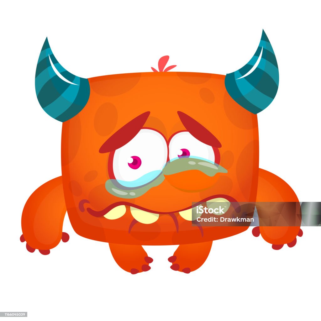 Quái Vật Hoạt Hình Buồn Cười Và Buồn Khóc Hình minh họa Sẵn có ...