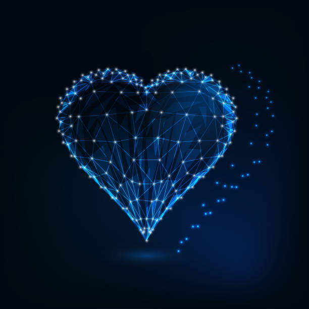 istock Glowing heart symbol made of stars, lines, points, triangles, low polygonal shapes. 1166056045