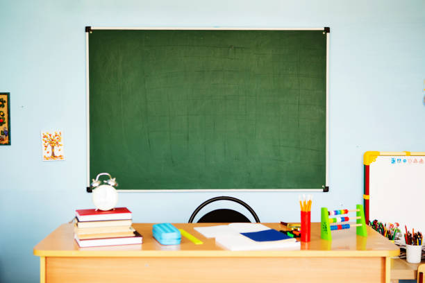 istock Student or teacher study space with a blackboard in the background 1166056106