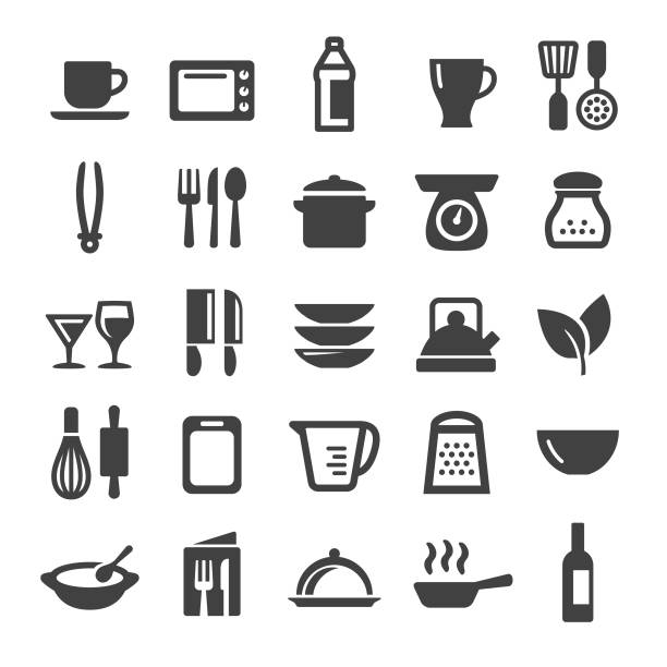 Cooking Icons Set - Smart Series Cooking, mixing bowl icon stock illustrations