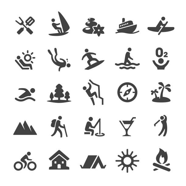 Summer Recreation Icons - Smart Series Summer Recreation, summer camp cabin stock illustrations