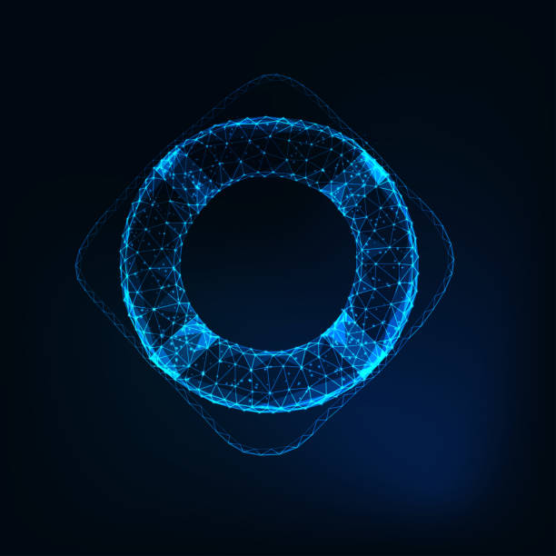 istock Futuristic glowing low polygonal life buoy isolated on dark blue background. 1166060568