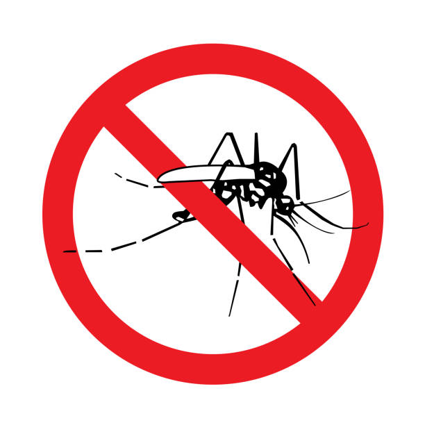 모기 및 말라리아 위험 경고 신호 중지 - stinging stock illustrations