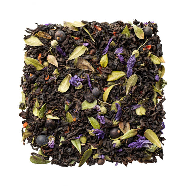 istock dry black and herbal tea isolated on a white background, view from above 1166062403