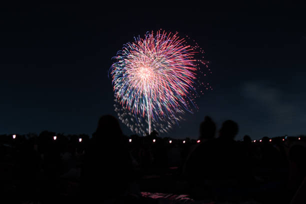 hermoso festival de exhibición de fuegos artificiales en itabashi, tokio, japón - barrio de itabashi fotografías e imágenes de stock