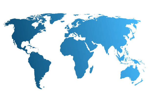 istock Blue World Map, continents of the planet - stock vector 1166071782