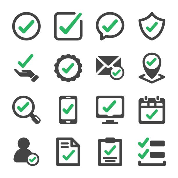 zestaw ikon wyboru - checkbox check mark symbol expressing positivity stock illustrations