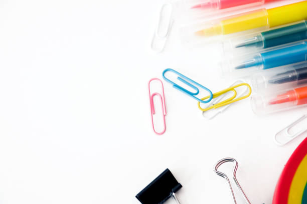 istock Colorful stationary school supplies on white background, space or text flat layer. Concept back to schoolColorful stationary school supplies on white background, space or text flat layer. Concept back to school 1166077039