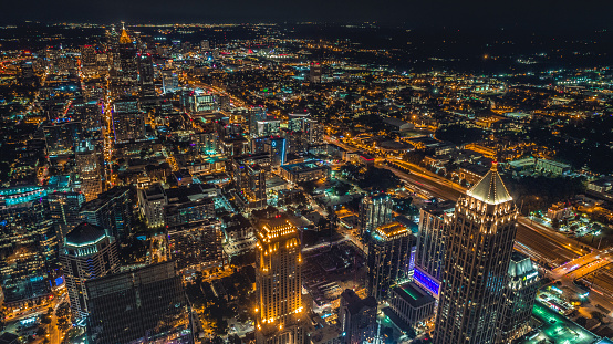 Aerial of Atlanta at Night