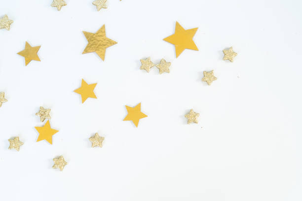 istock Christmas flat lay scene with golden decorations 1166085589