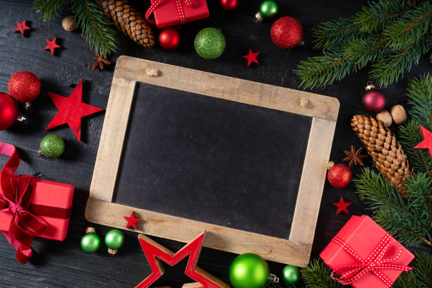 istock Christmas flat lay scene with golden decorations 1166087669