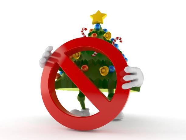 istock Christmas tree character with forbidden symbol 1166088576