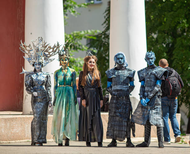 Oryol, Russia - August 04, 2019: Participants of the cosplay festival \