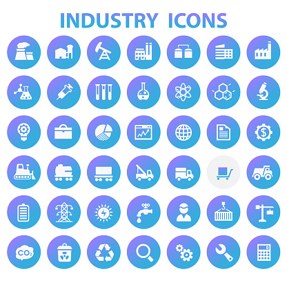 Trendy flat design big Industry icons set