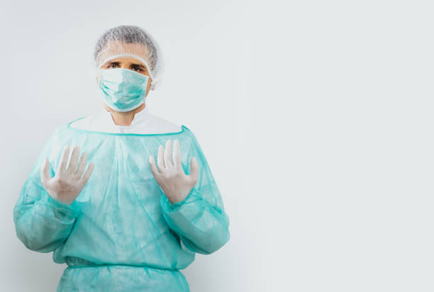 Medical and pharmaceutical concept. Doctor or surgeon. Preparation for surgery, treatment of people.