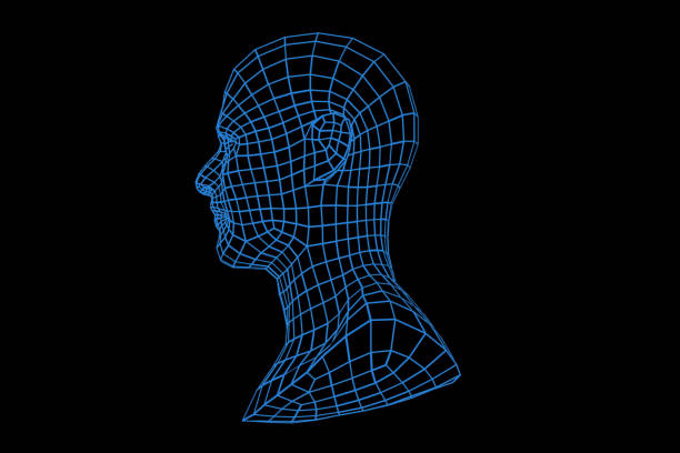 istock Man head wire-framed futuristic style 1166095948
