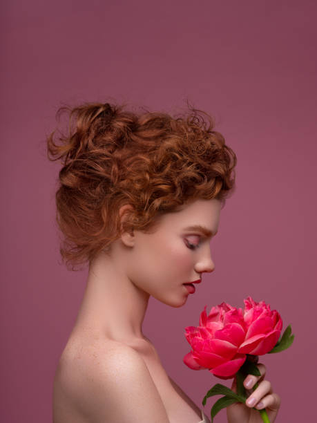young beautiful woman - beautiful red hair curly hair human hair imagens e fotografias de stock