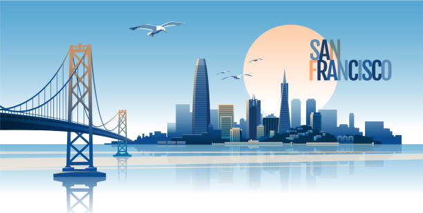 ilustrações, clipart, desenhos animados e ícones de skyline de san francisco - cityscape san francisco county city office building