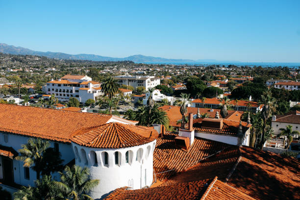 santa bárbara - santa barbara county above aerial view scenics fotografías e imágenes de stock