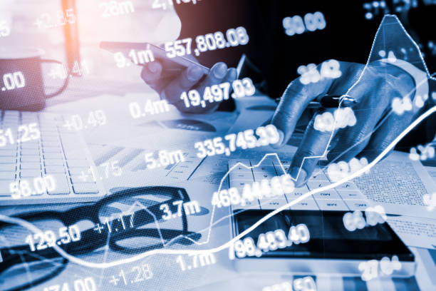 Stock market or forex trading graph and candlestick chart suitable for financial investment concept. Economy trends background for business idea and all art work design. Abstract finance background. gráfico bursátil o de comercio de divisas y gráfico de velas adecuado para el concepto de inversión financiera. antecedentes de tendencias económicas para la idea de negocio y todo el diseño de trabajos de arte. antecedentes financieros abstractos.
