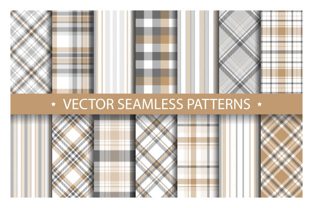 illustrations, cliparts, dessins animés et icônes de définir le motif à carreaux sans couture. texture de tissu de modèles de tartan. fond de vecteur géométrique à damier. fond écossais de couverture de bande - plaid tartan backgrounds pattern