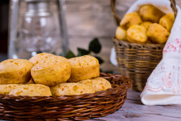 istock Brazilian cheese bread, chipa in basket. 1166121595