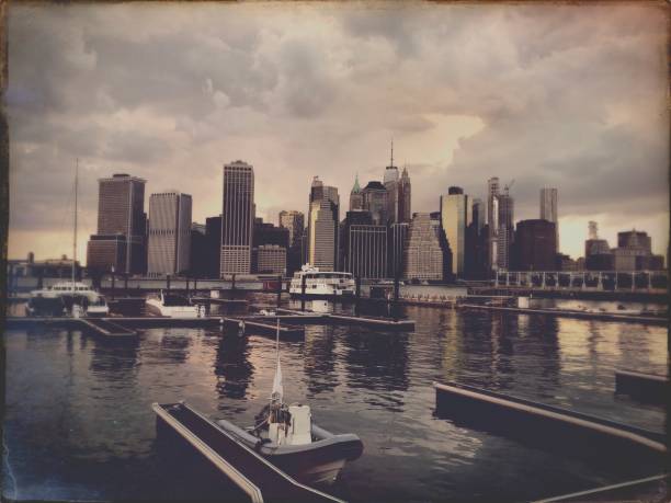 istock Lower Manhattan with a Brooklyn  Marina under Storm Skies 1166121616
