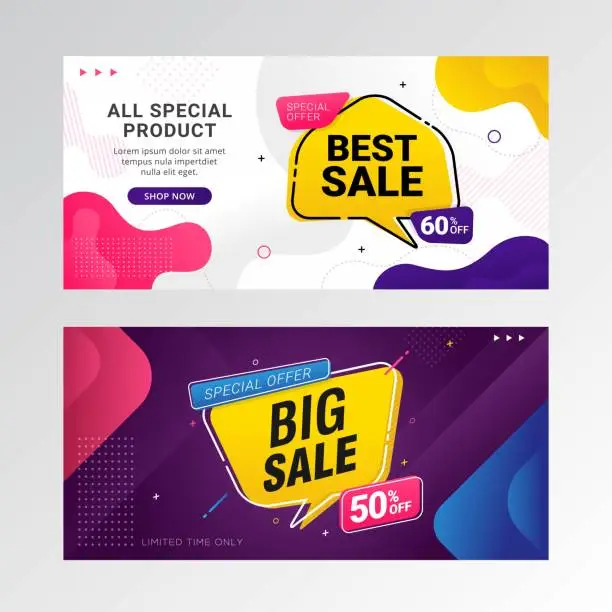 Vector illustration of Big sale banner promotion background with gradient abstract shape