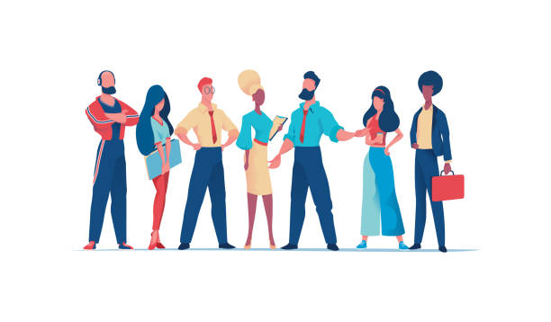 Group of business people teamwork. Business team Group of business people teamwork. Businessman and businesswoman. Business team on white background mediterranean ethnicity stock illustrations