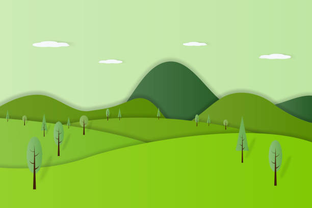 istock Green nature forest landscape background paper art style vector illustration. 1166125763