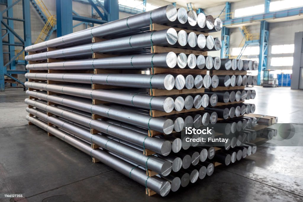 Billets of aluminium in the factory. The Hall–Heroult process produces aluminium with a purity of above 99%. Further purification can be done by the Hoopes process. Aluminum Stock Photo