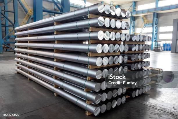 Billets Of Aluminium In The Factory The Hallheroult Process Produces Aluminium With A Purity Of Above 99 Further Purification Can Be Done By The Hoopes Process Stock Photo - Download Image Now