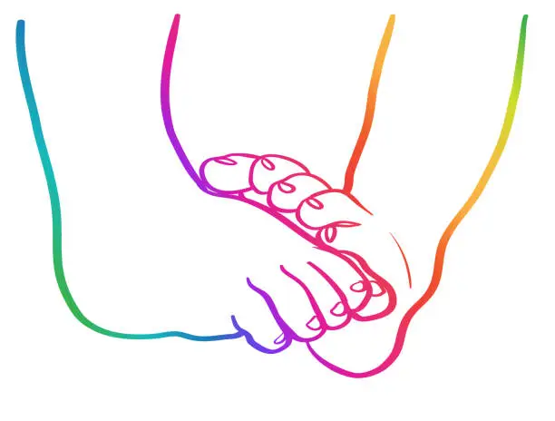 Vector illustration of Newborn Feet Rainbow