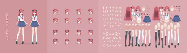 istock Anime manga girl character animation motion design 1166131711