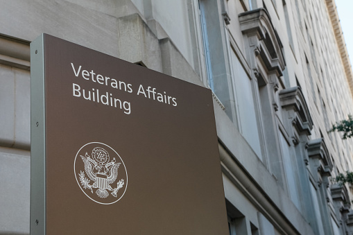 Washington, D.C., USA - July 20, 2019:Exterior shots are photographed on the afternoon of July 20, 2019 at the Department of Veterans Affairs. This group is tasked with handing benefits for the veterans of the United States military. Their headquarters is located in Washington, D.C.
