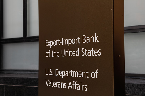 Washington, D.C., USA - July 20, 2019:Exterior shots are photographed on the afternoon of July 20, 2019 at the Department of Veterans Affairs. This group is tasked with handing benefits for the veterans of the United States military. Their headquarters is located in Washington, D.C. The Import/Export Bank serves as the intermediary for trade policy between international trading partners.